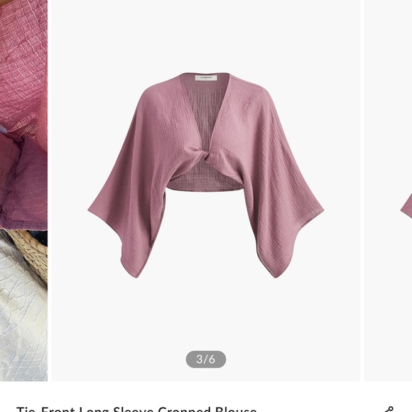 Commense crop wide sleeve cotton top. Size medium. Green. NWT - Picture 2 of 3